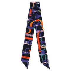 HERMES c.2018 “Panoplie Équestre" Multicolor Equestrian Silk Twilly Scarf