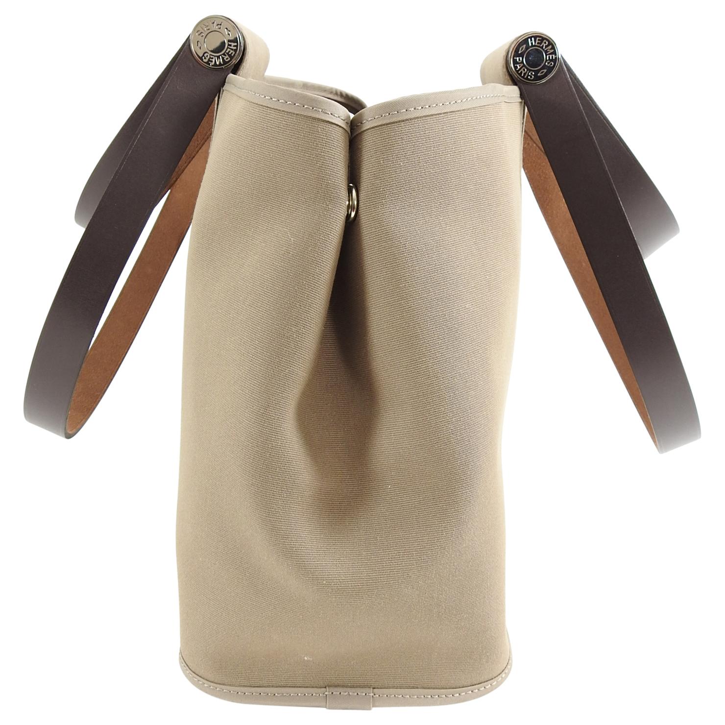 Brown Hermes Cabag PM Canvas 2 Way Bag - Etoupe / Ebene