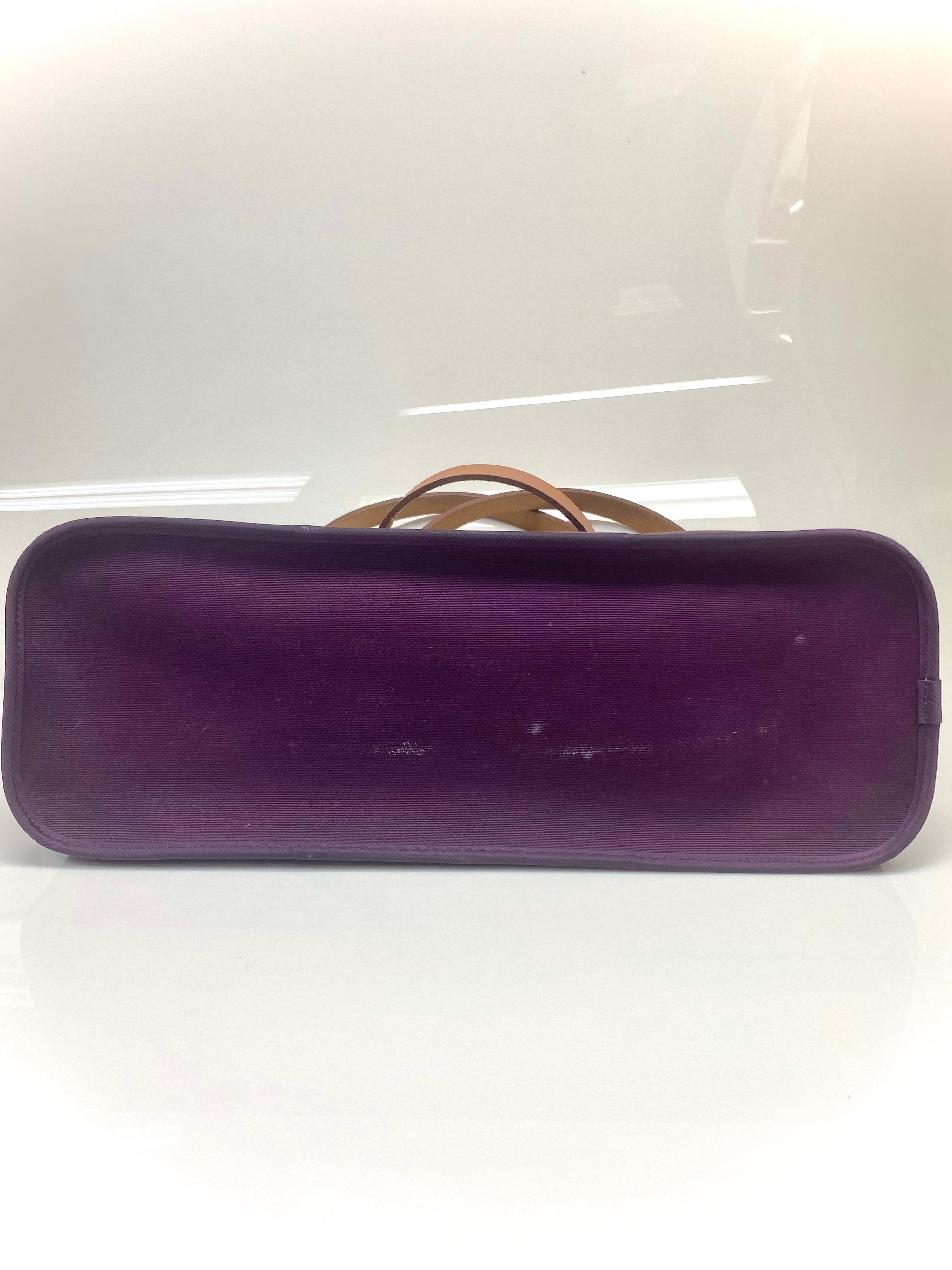 Women's Hermes Cabag Purple Canvas Tote w/ Shoulder Bag For Sale