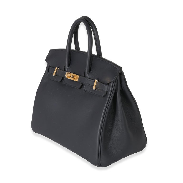 Hermes Birkin Handbag Bleu Nuit Swift with Rose Gold Hardware 25 For Sale  at 1stDibs