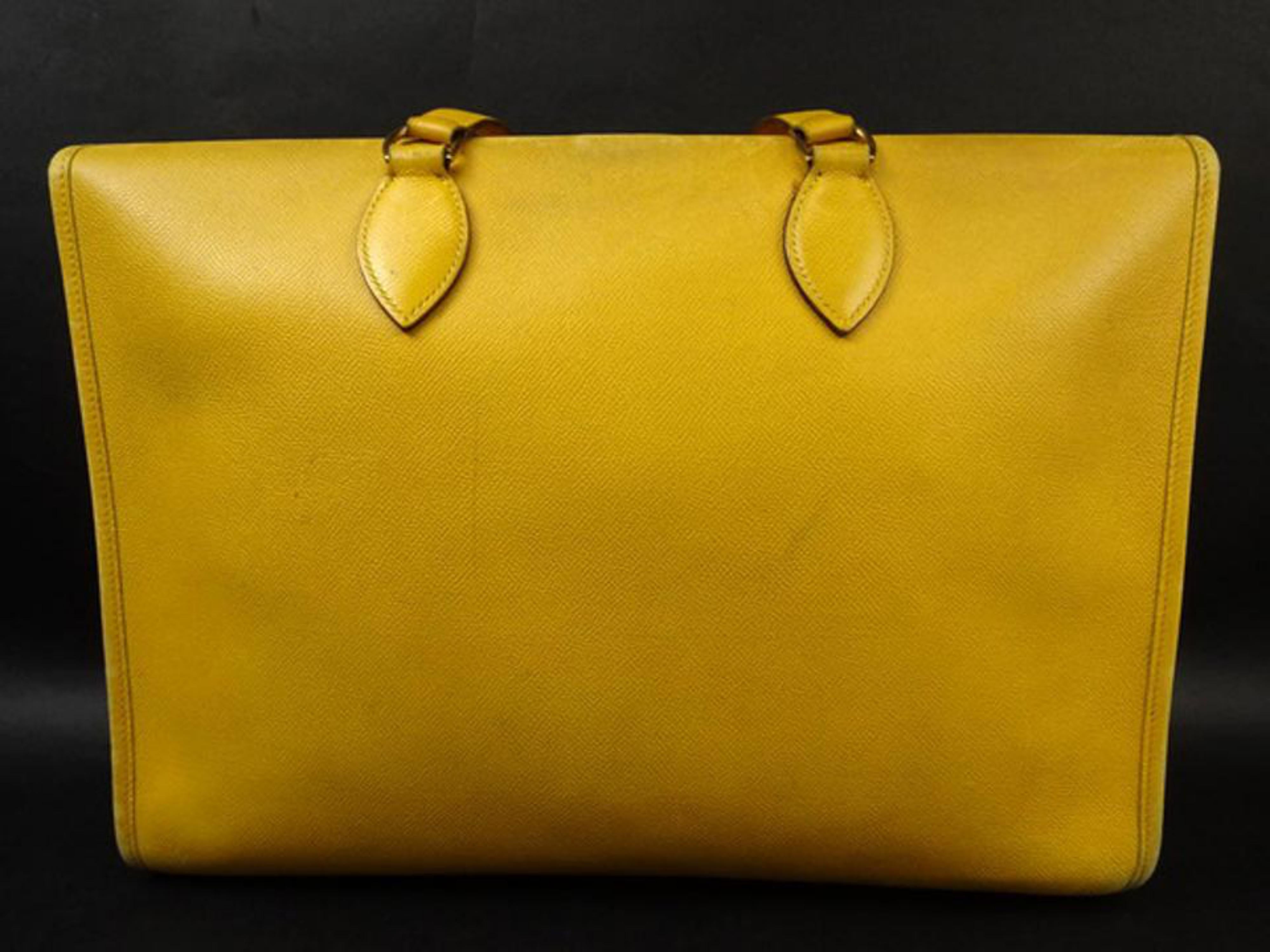Hermès Cabas 40 217355 Yellow Courchevel Tote For Sale 5
