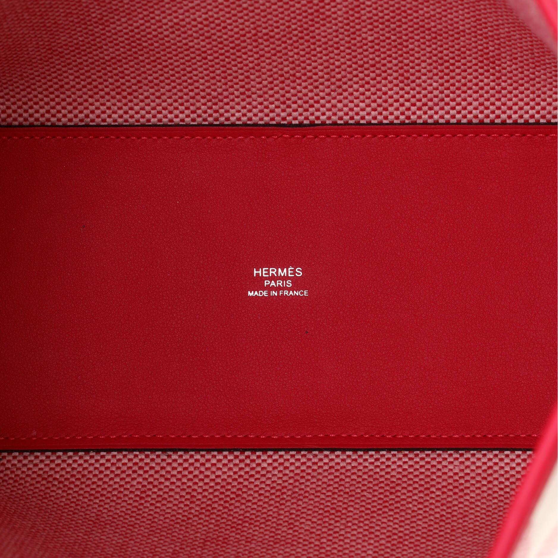  Hermes Cabas H en Biais Tote Toile avec Cuir 27 Pour femmes 