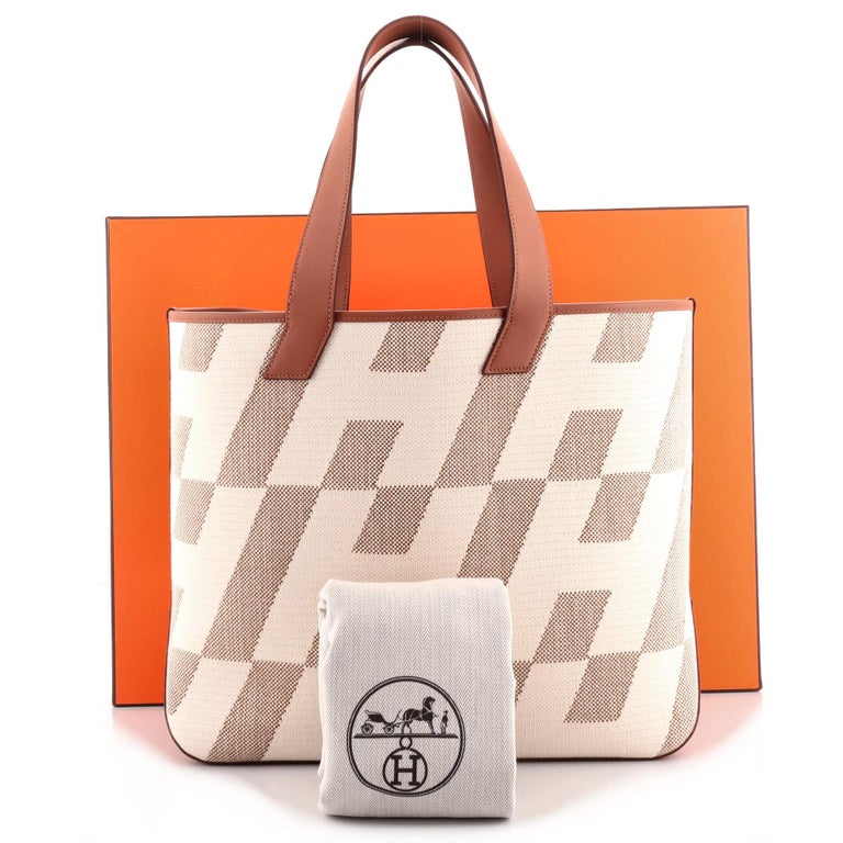 Hermes Cabas H En Biais Canvas / Swift Leather Trim 40 Tote Bag – Mightychic