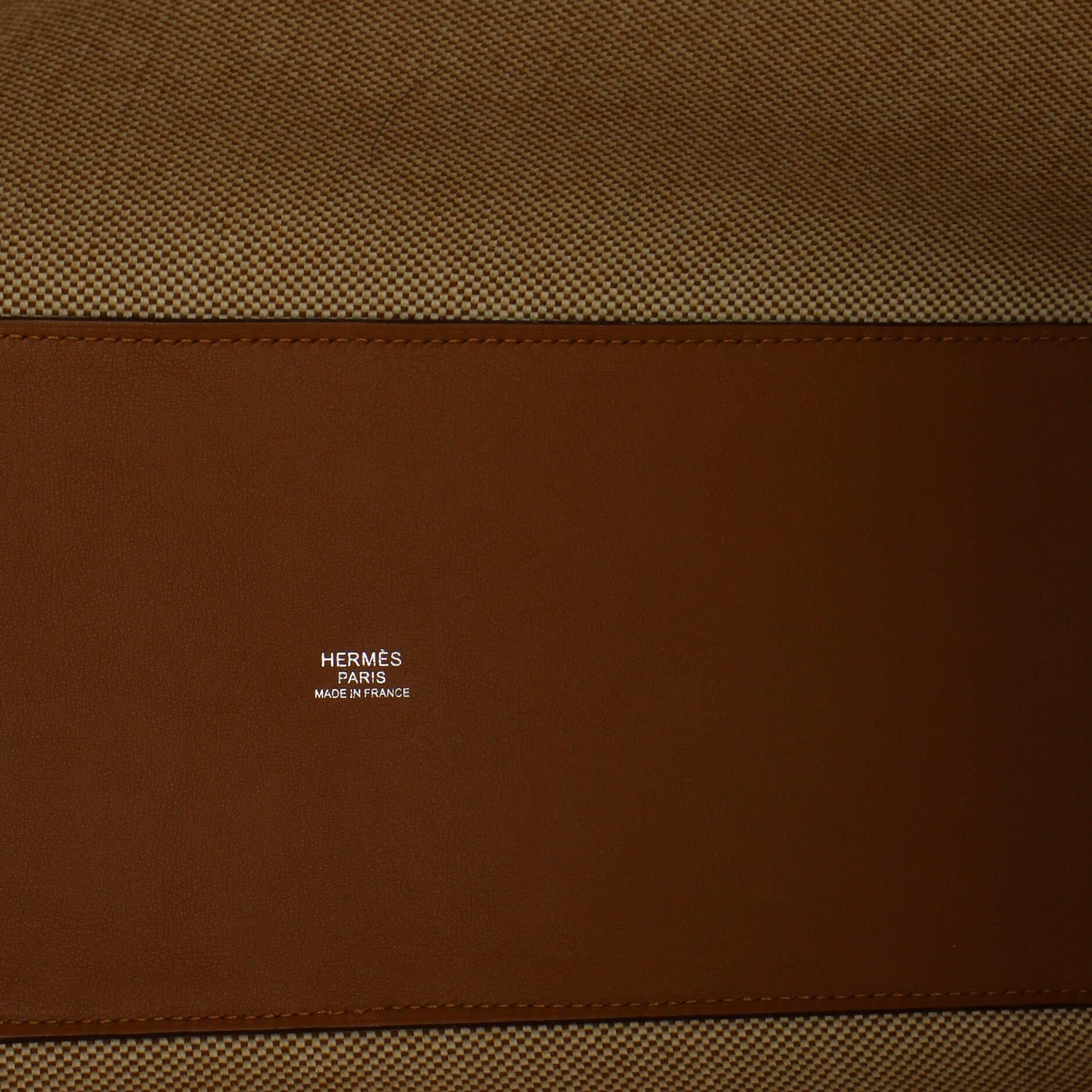 Hermes Cabas H en Biais Tote Canvas with Leather 40 For Sale 2