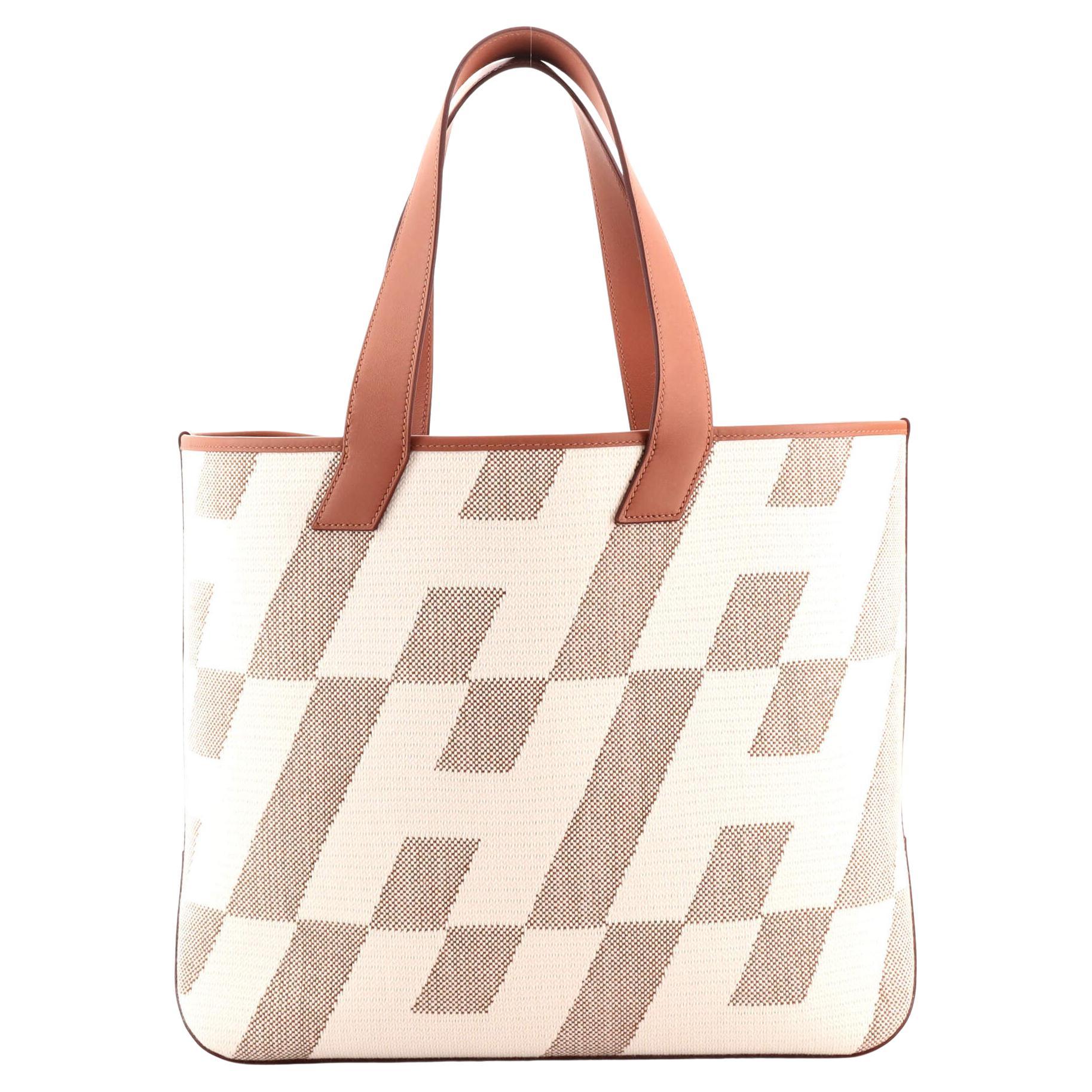 Hermes Cabas H en Biais Tote Canvas with Leather 40 at 1stDibs