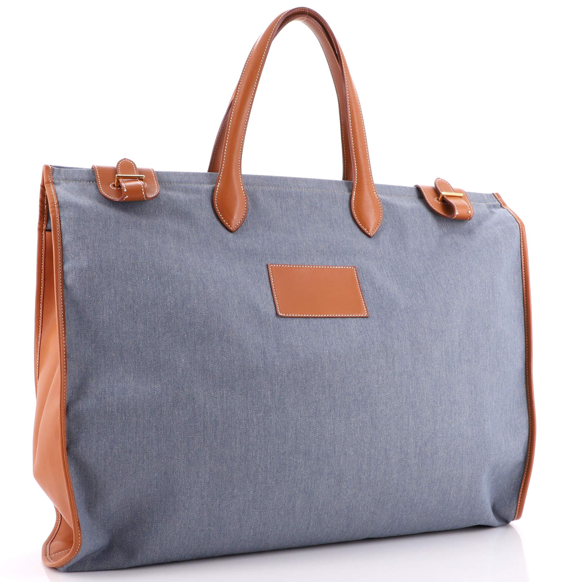 Hermes Cabas Tote Denim with Leather 50 In Good Condition In NY, NY