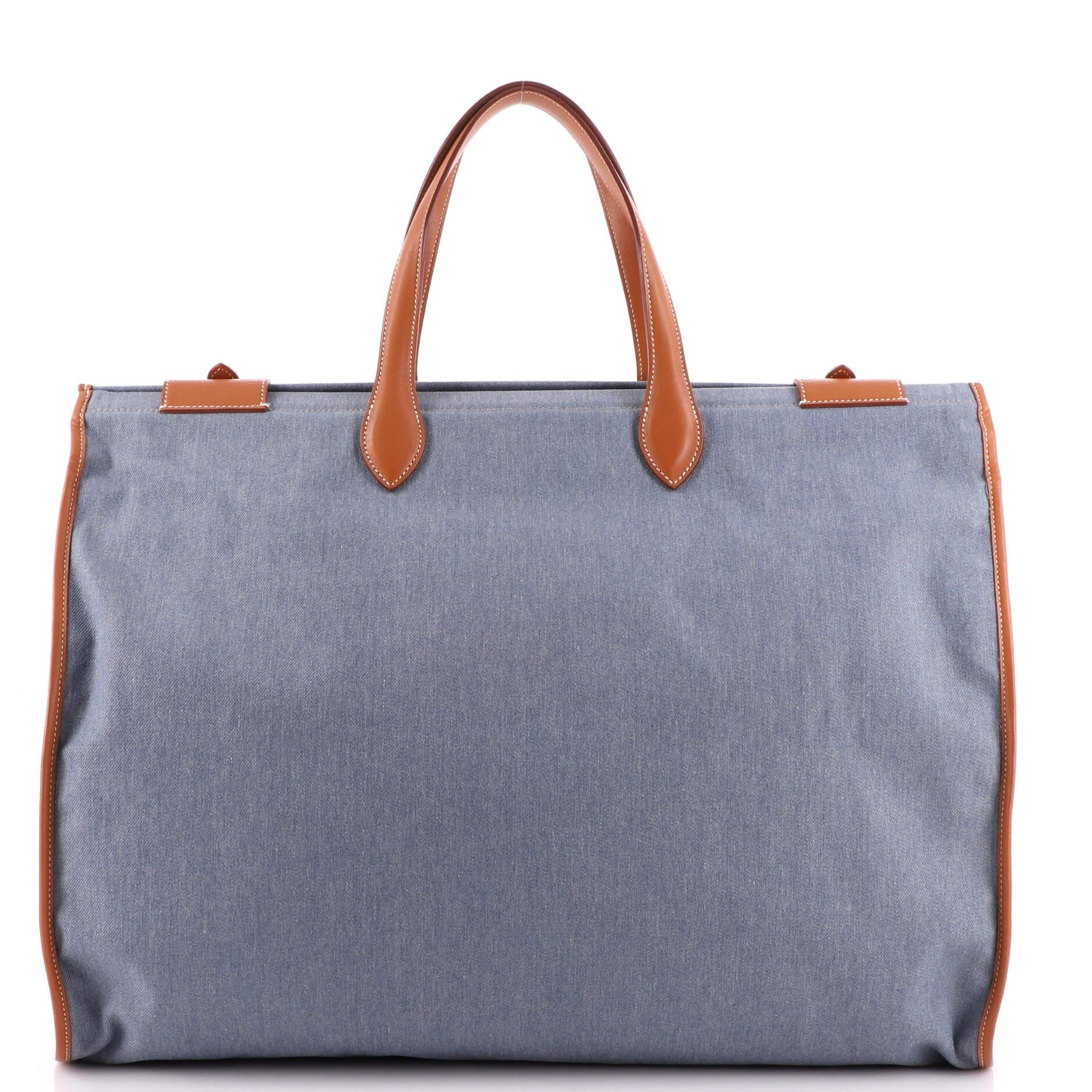 Women's Hermes Cabas Tote Denim with Leather 50