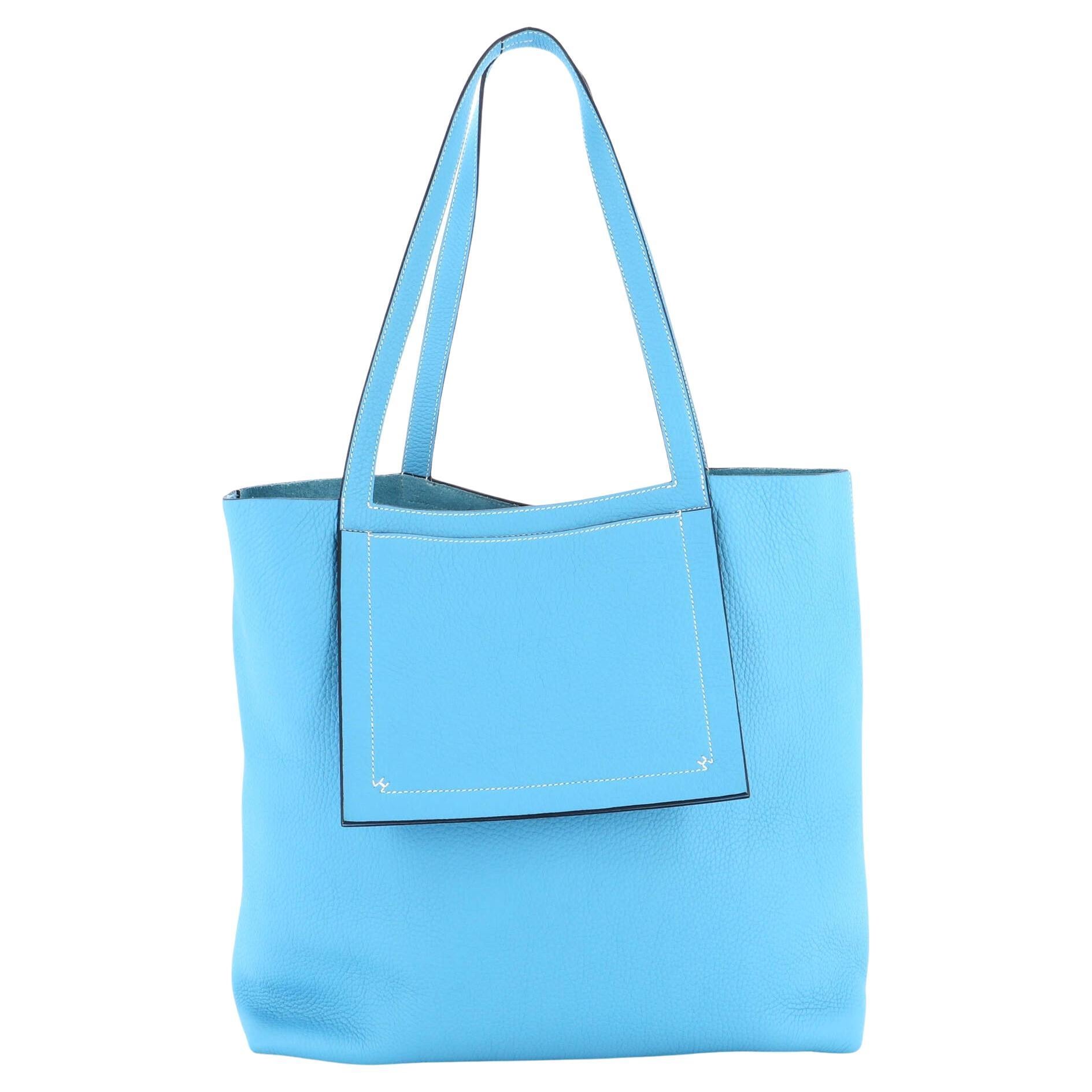 HERMES Blue Clemence Garden Party Bag at 1stDibs