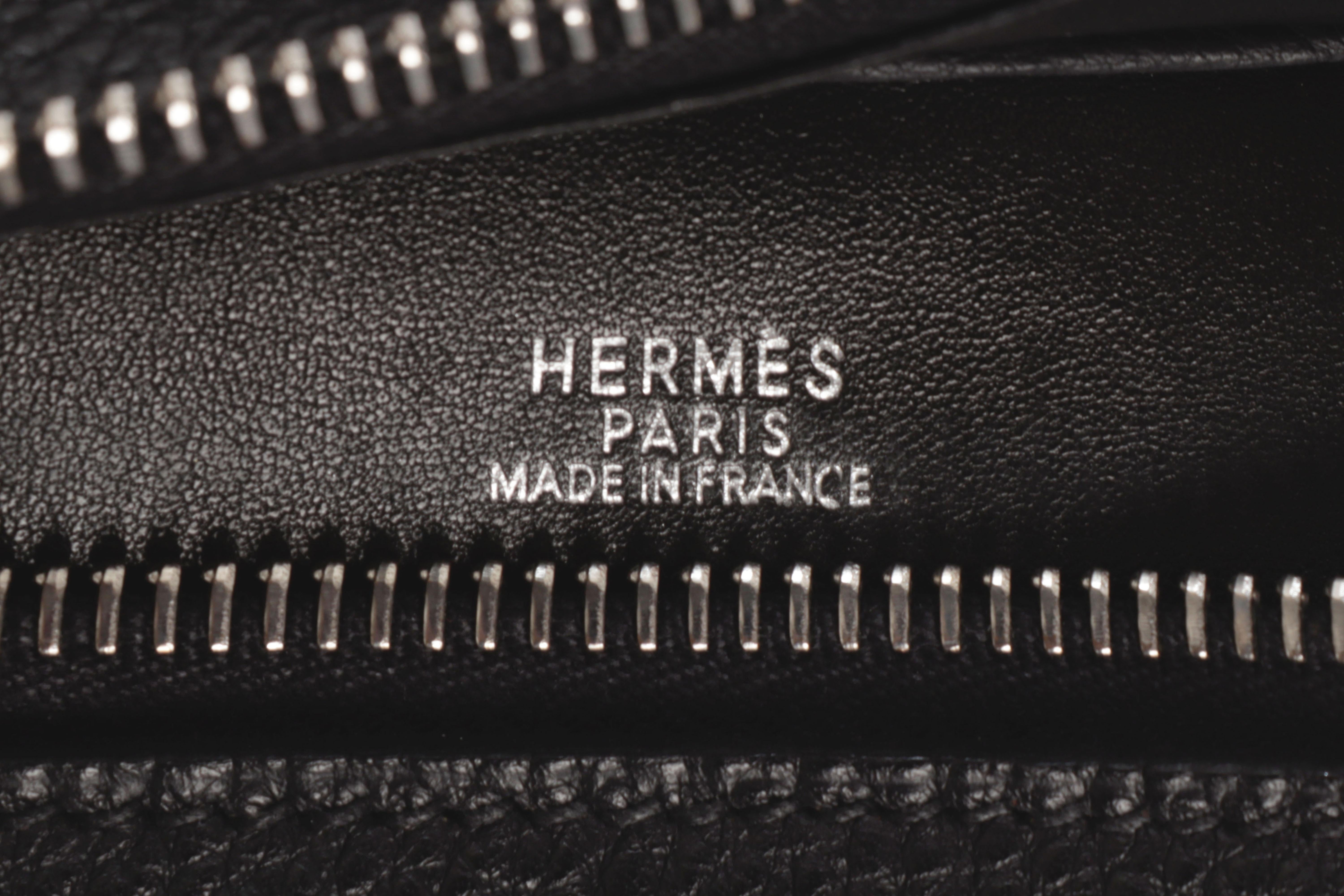 Borsa a tracolla Hermes Cacahuete in pelle nera di Togo con finiture Palladium 2001 in vendita 6