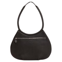 Borsa a tracolla Hermes Cacahuete in pelle nera di Togo con finiture Palladium 2001