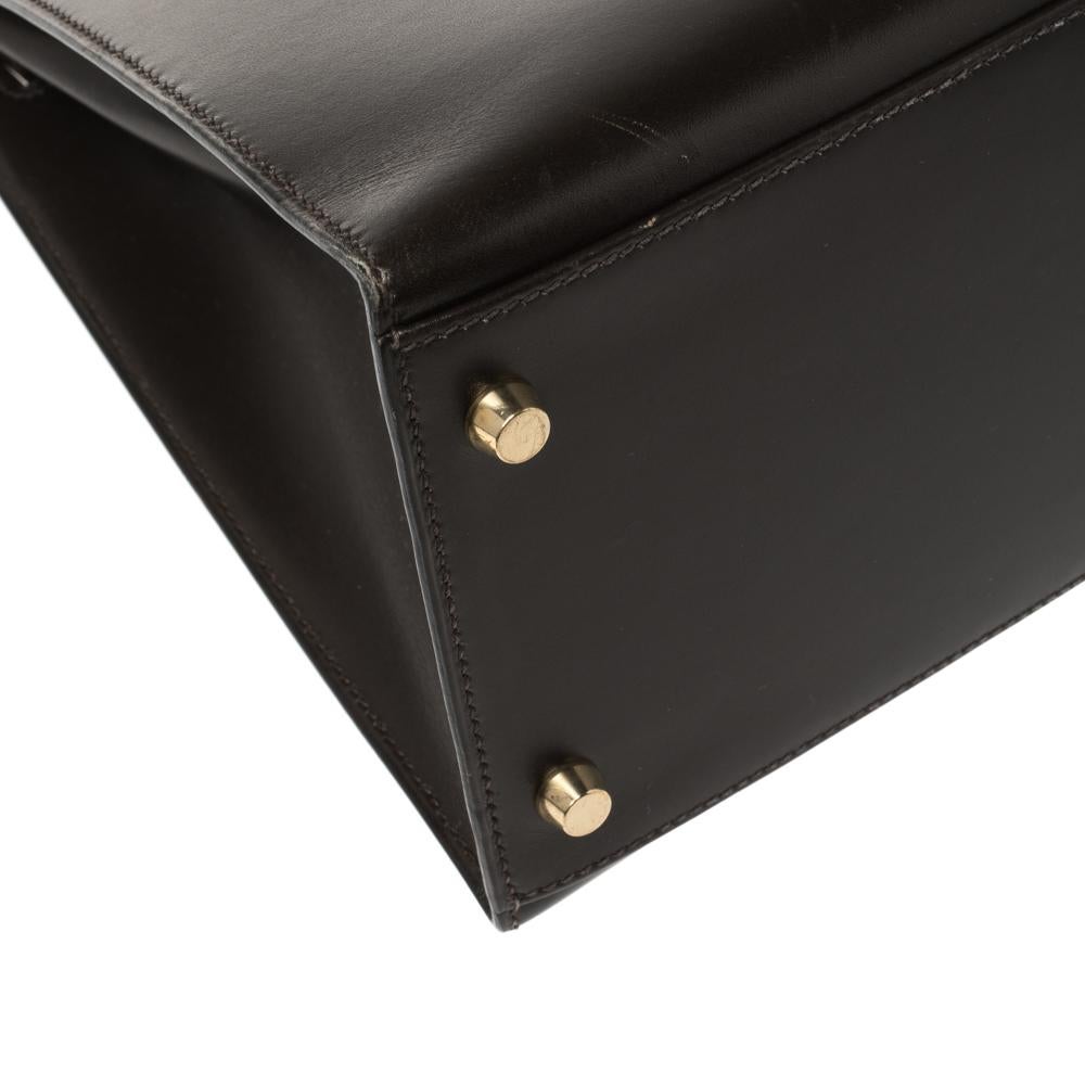 Hermes Cacao Box Calf Leather Gold Hardware Kelly Sellier 35 Bag 9