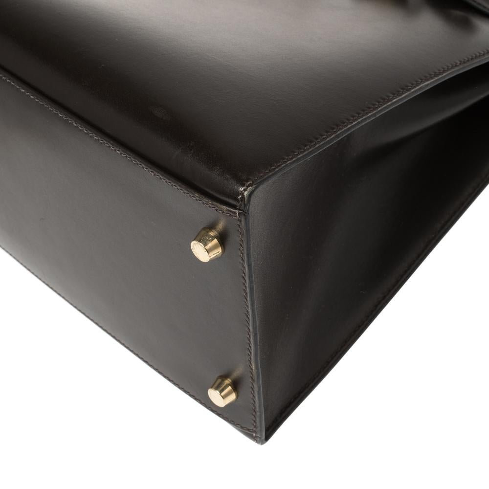 Hermes Cacao Box Calf Leather Gold Hardware Kelly Sellier 35 Bag 1