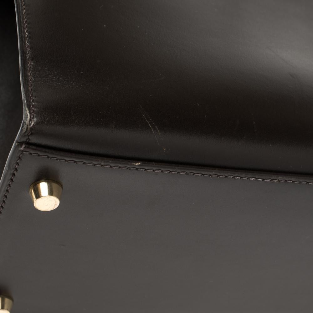 Hermes Cacao Box Calf Leather Gold Hardware Kelly Sellier 35 Bag 2