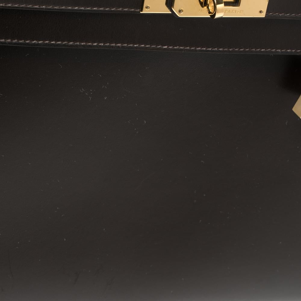 Hermes Cacao Box Calf Leather Gold Hardware Kelly Sellier 35 Bag 3