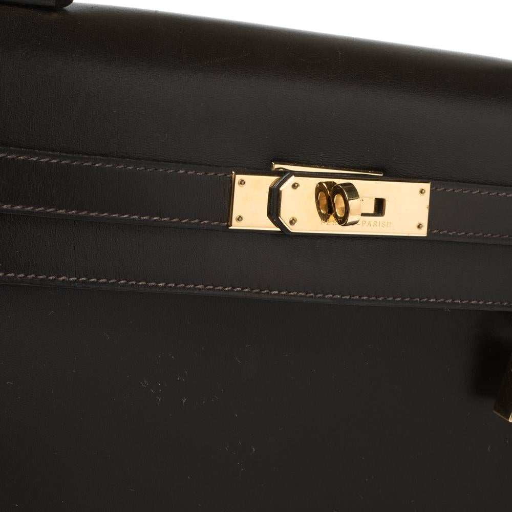 Hermes Cacao Box Calf Leather Gold Hardware Kelly Sellier 35 Bag 4