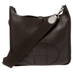 Hermes Cacao Clemence Leather Evelyne III GM Bag