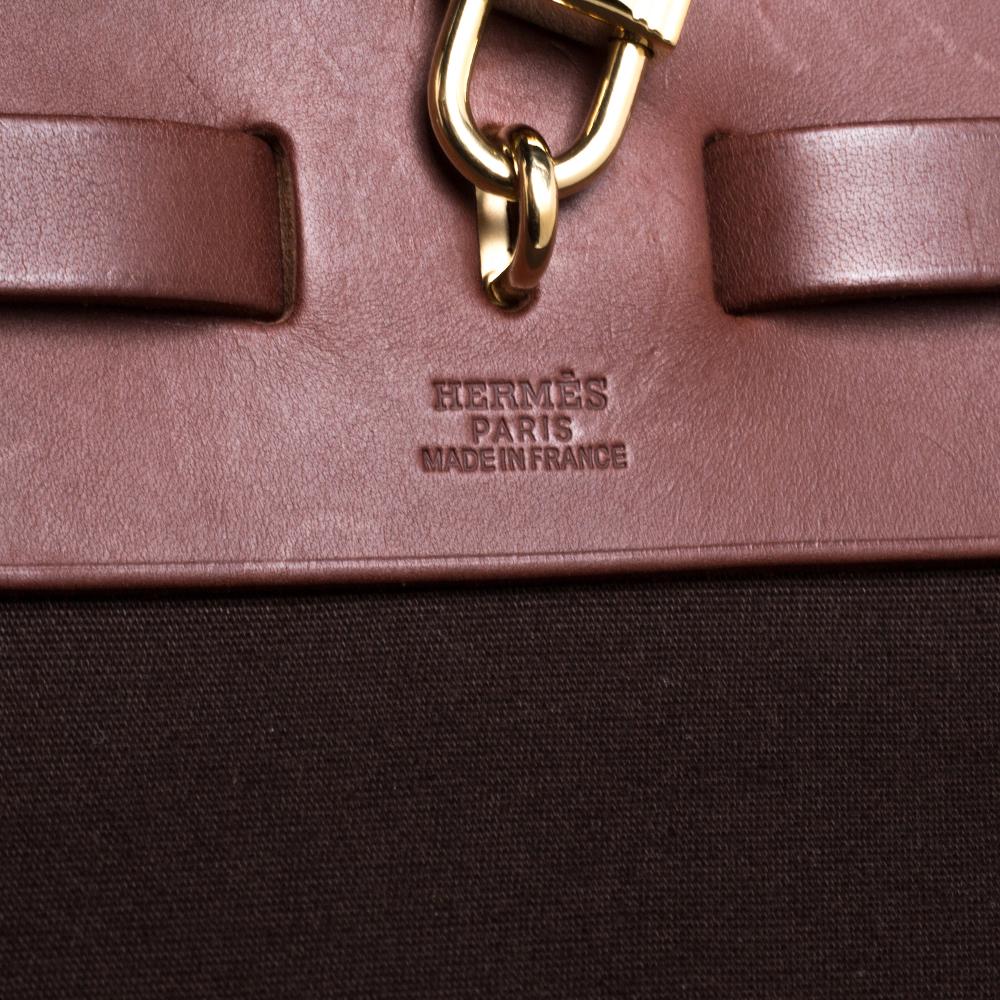 Hermes Cacao/Natural Canvas and Leather Herbag Zip 39 Bag 3