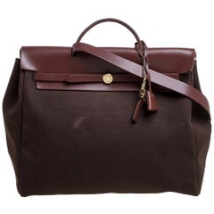 Hermes Cacao/Natural Canvas and Leather Herbag Zip 39 Bag