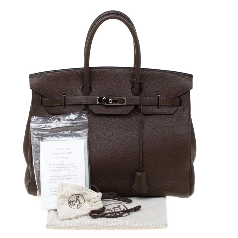 Hermes Cacao Togo Leather Palladium Hardware Birkin 35 Bag 6