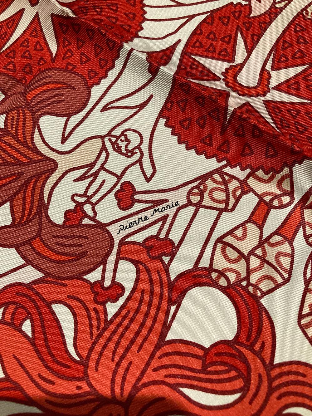 Donna NWT Hermes Cache Cache Fleur Sciarpa 90 Blanc Rouge Rose