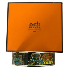 Hermes Cachemire de Tamara Enamel and Palladium Bangle (O-2011) w/Box/Dust Bag