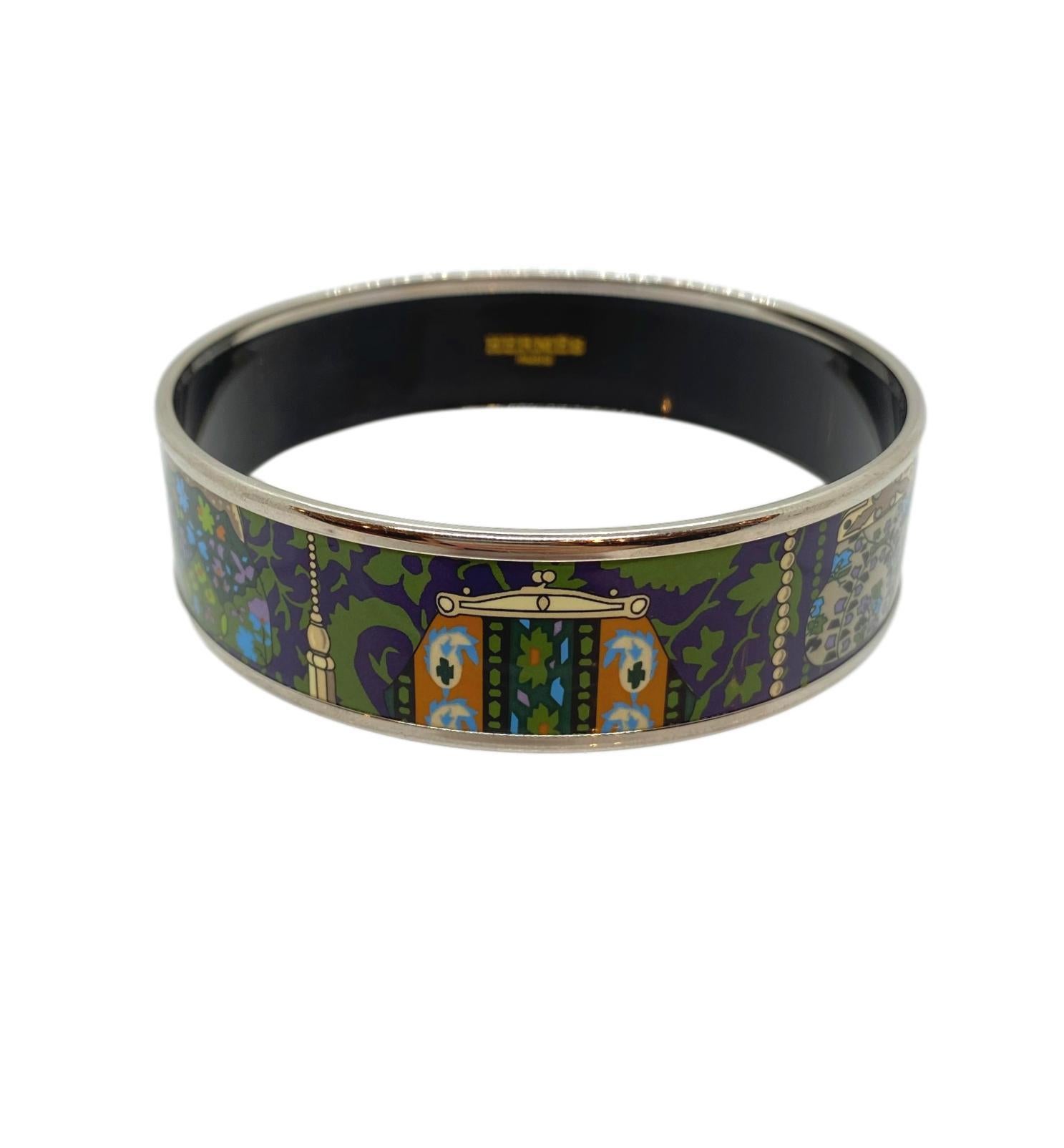Hermès Cachemire de Tamara Enamel and Palladium Bangle Bracelet Bangle, 2010. Handmade in Austria in 2010 and baring a date code of 