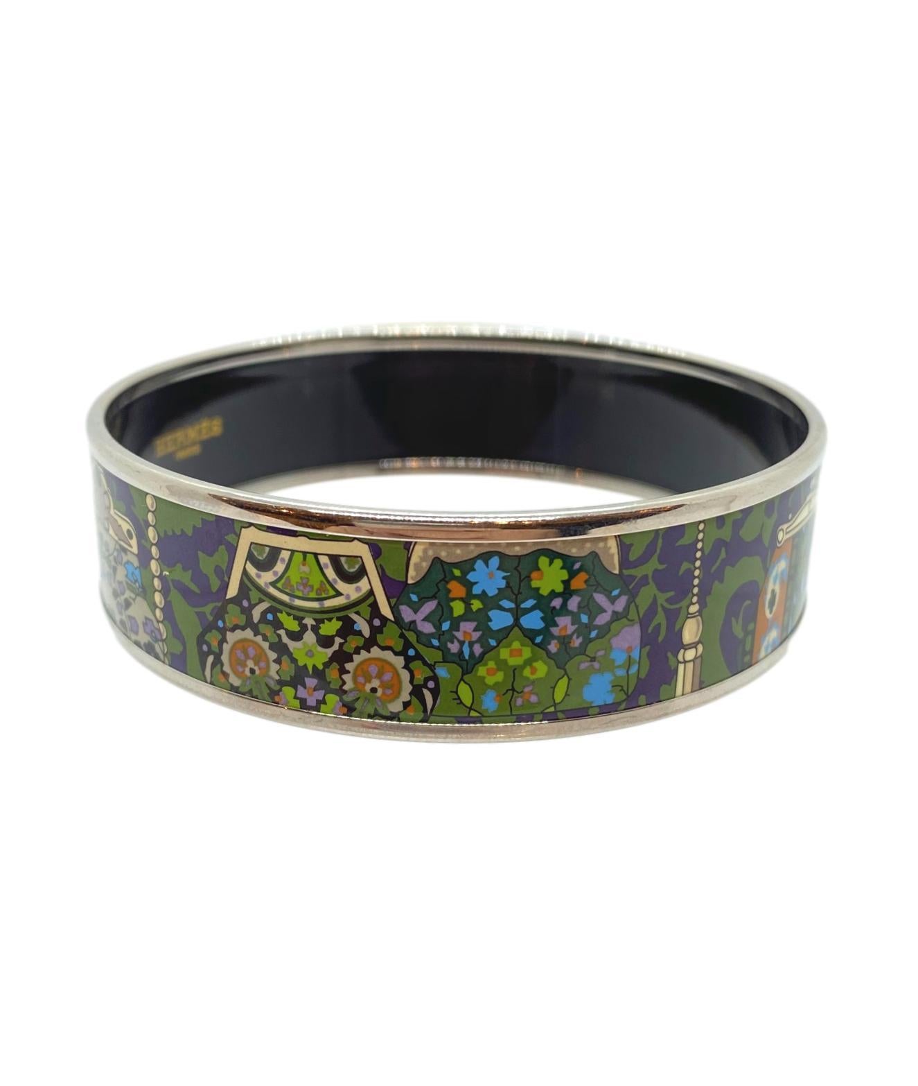 Women's or Men's Hermès Cachemire de Tamara Enamel and Palladium Bracelet Bangle