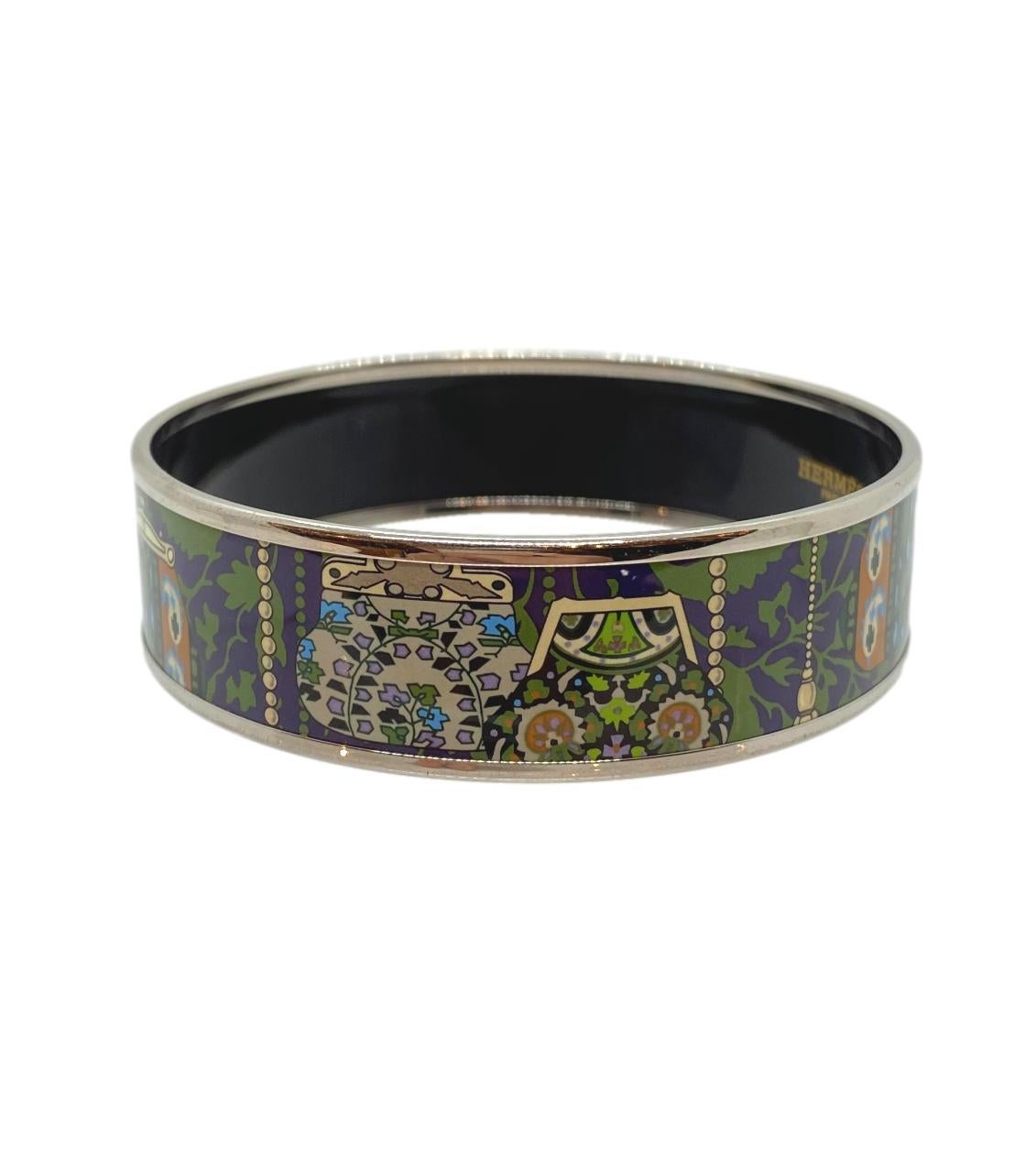 Hermès Cachemire de Tamara Enamel and Palladium Bracelet Bangle 1
