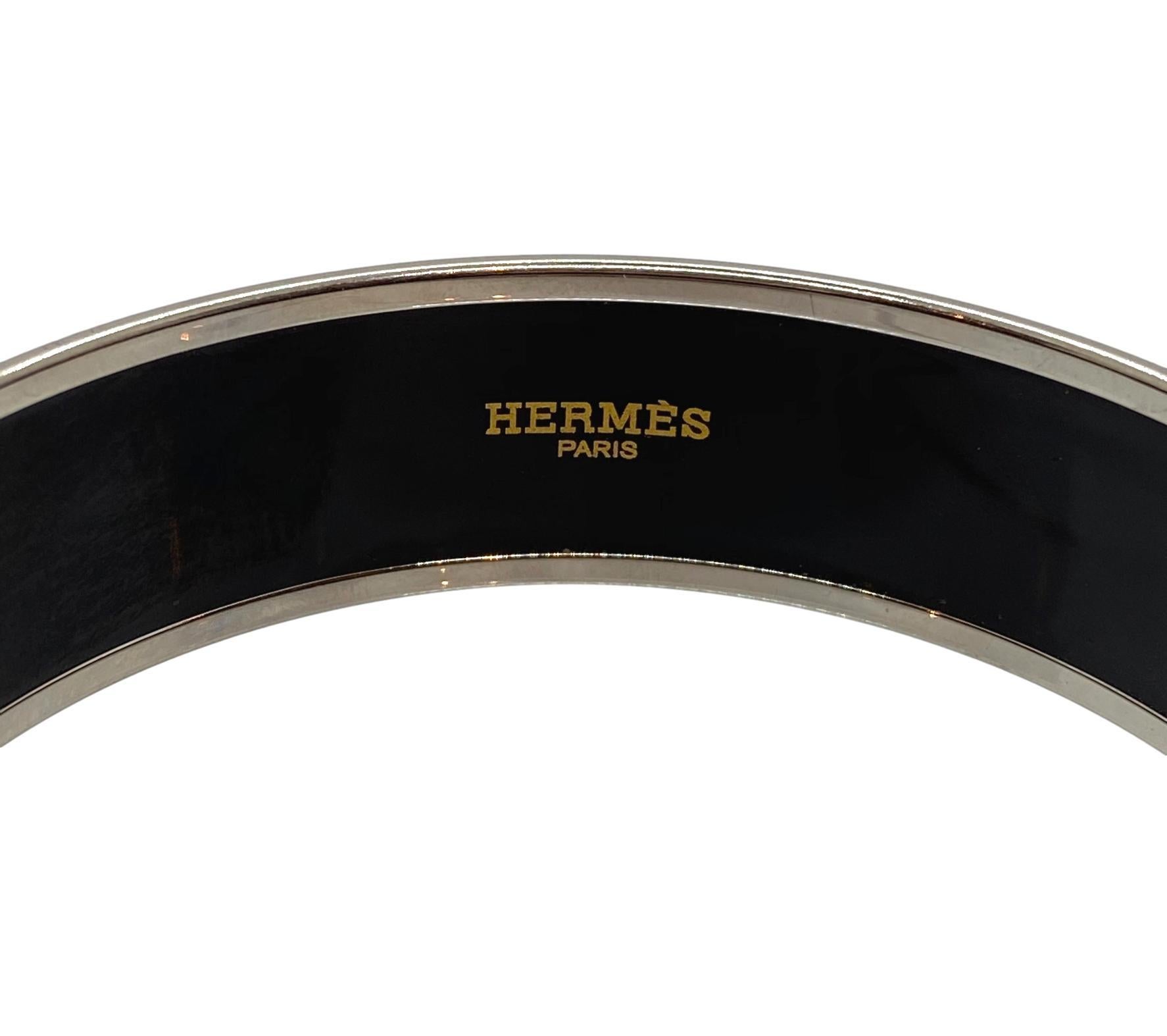 Hermès Cachemire de Tamara Enamel and Palladium Bracelet Bangle 2