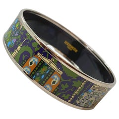 Hermès Cachemire de Tamara Enamel and Palladium Bracelet Bangle 