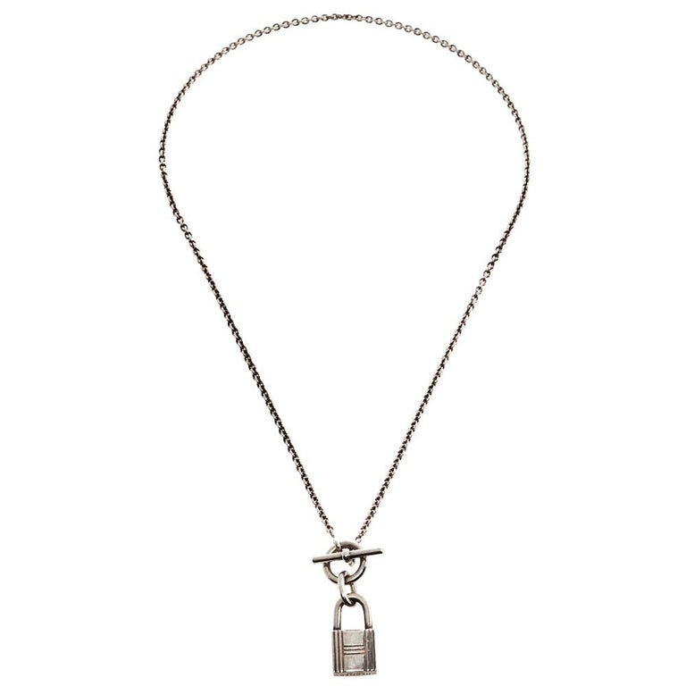 Hermes Cadenas Kelly Sterling Silver Pendant Necklace at 1stDibs