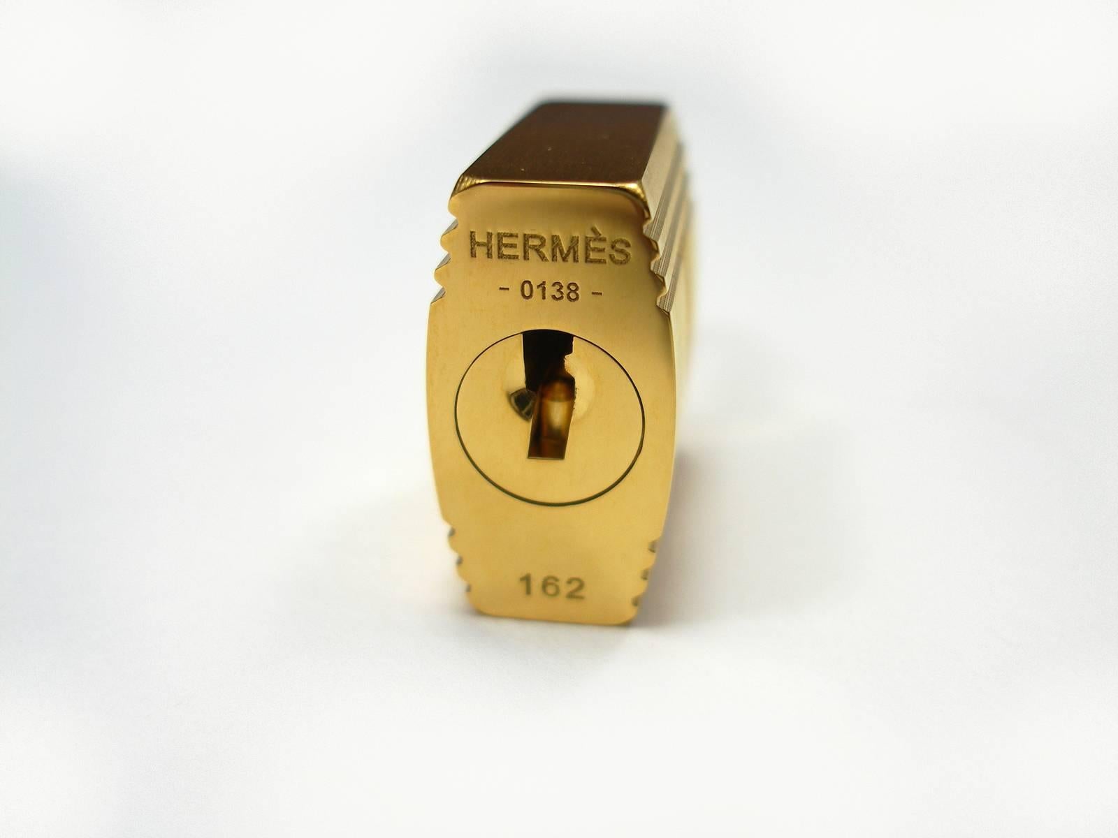 Hermès Cadenas Lock 2 Keys For Birkin or Kelly bag Gold plated shiny and brushed 7