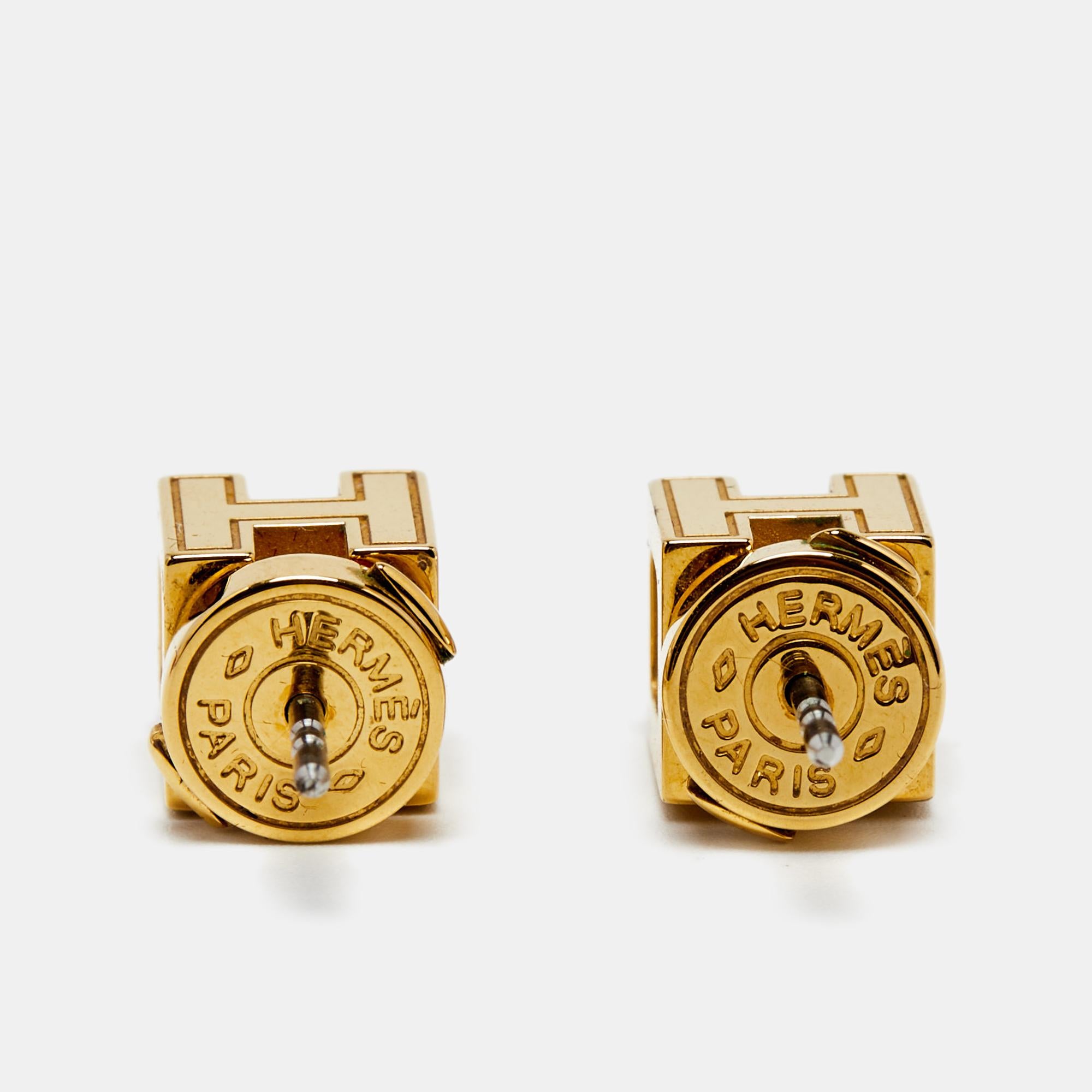 hermes h stud earrings