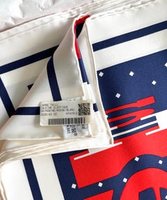 Hermes Caleche Elastique Remix Silk Scarf Red White Blue