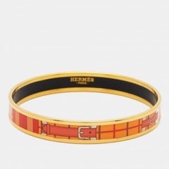 Hermès Caleche Emaille vergoldet Schmales Armband