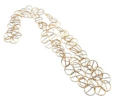 Hermes Caleche Extra Long or Layered Circle Link Yellow Gold Chain Necklace