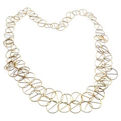 Hermes Caleche Extra Long or Layered Circle Link Yellow Gold Chain Necklace