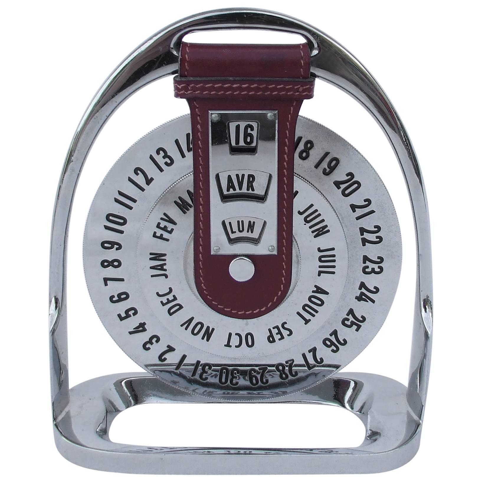 Hermès Calendar Ephemeris Stirrup-Shaped Perpetual Calendar Metal and Leather