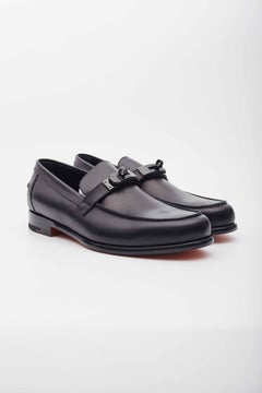 Hermes Calfskin Black Plated Kelly Buckle Destin Loafers (EU 44)