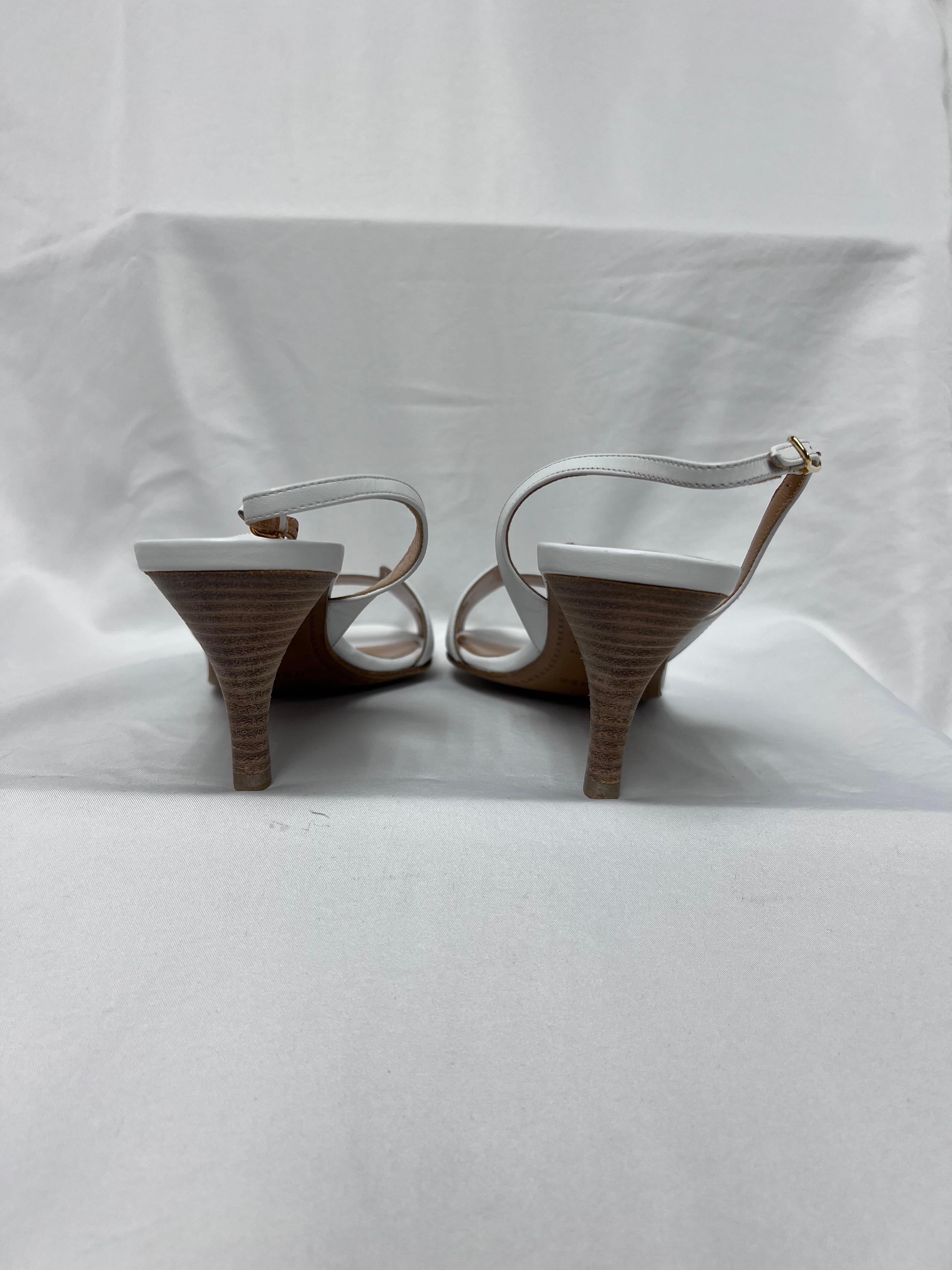 Hermès Calfskin Night Slingback Heels White Size 36.5 In Excellent Condition In West Hartford, CT