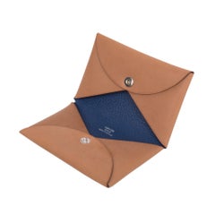 Hermes Calvi Barenia Leather Blue Sapphire Interior Card Holder