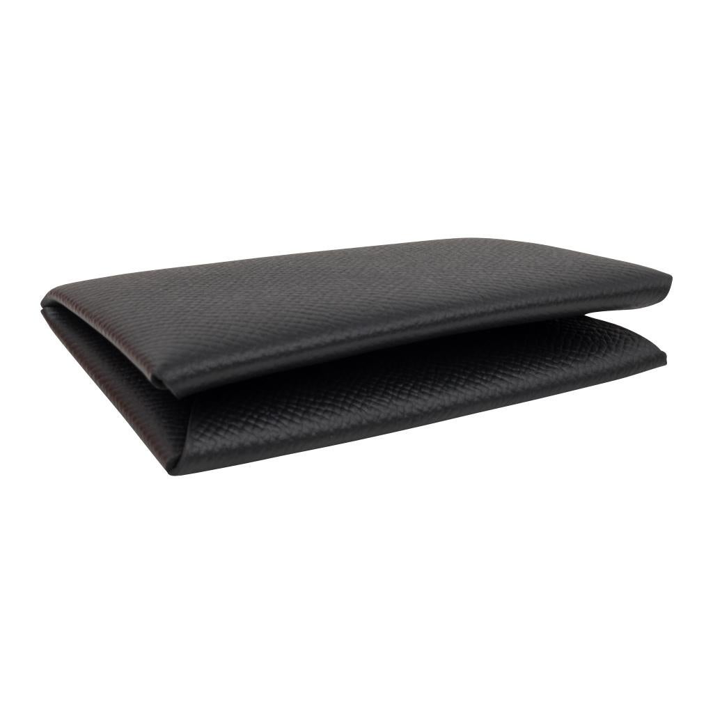 Hermes Calvi Black Epsom Leather Card Holder