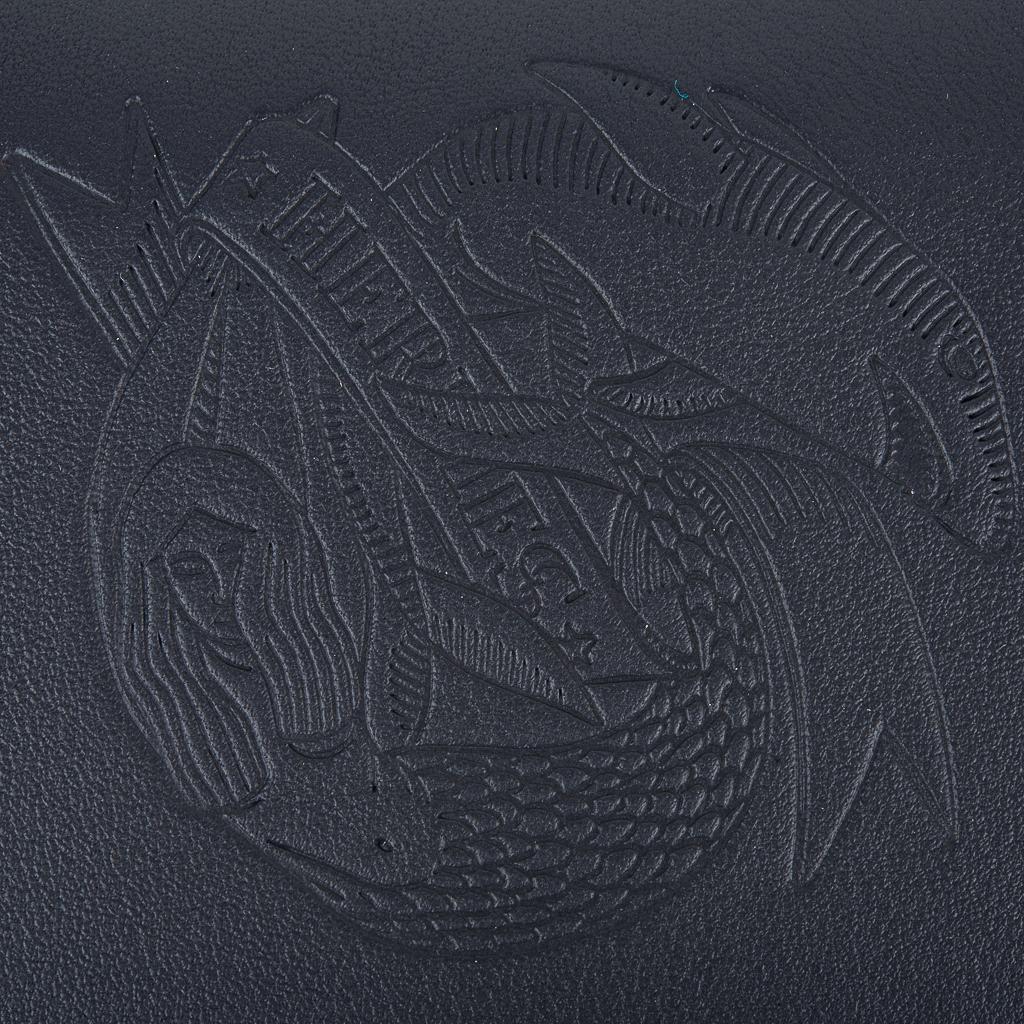 Guaranteed authentic Hermes Calvi card holder features embossed Sailor Tattoo.
Rich Blue Indigo swift leather and Jaune De Naples interior. 
The card holder has 2 slots for business/credit cards.
Comes with signature Hermes box.
New or Store Fresh