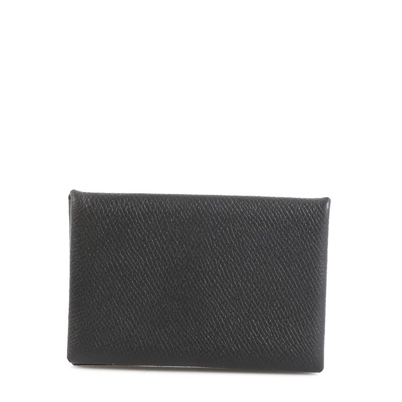Black Hermes Calvi Card Case Epsom