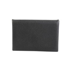 Hermes Calvi Card Holder Noir Box Leather Rare at 1stDibs