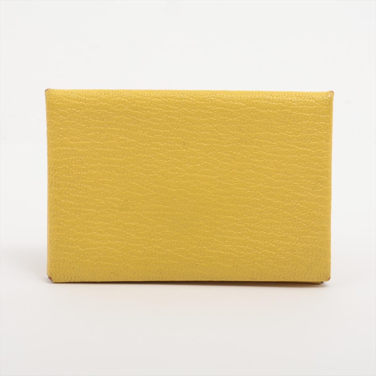 Hermès Calvi Card Holder Limoncello In Good Condition For Sale In Indianapolis, IN