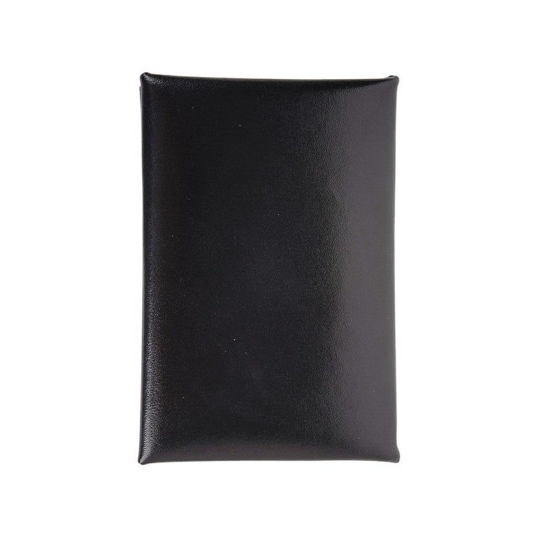 Hermes Calvi Card Holder Noir Box Leather Rare at 1stDibs