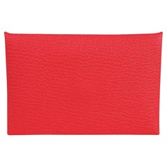 Hermes Calvi Card Holder Rose Texas / Quebracho Verso Chevre Nuovo