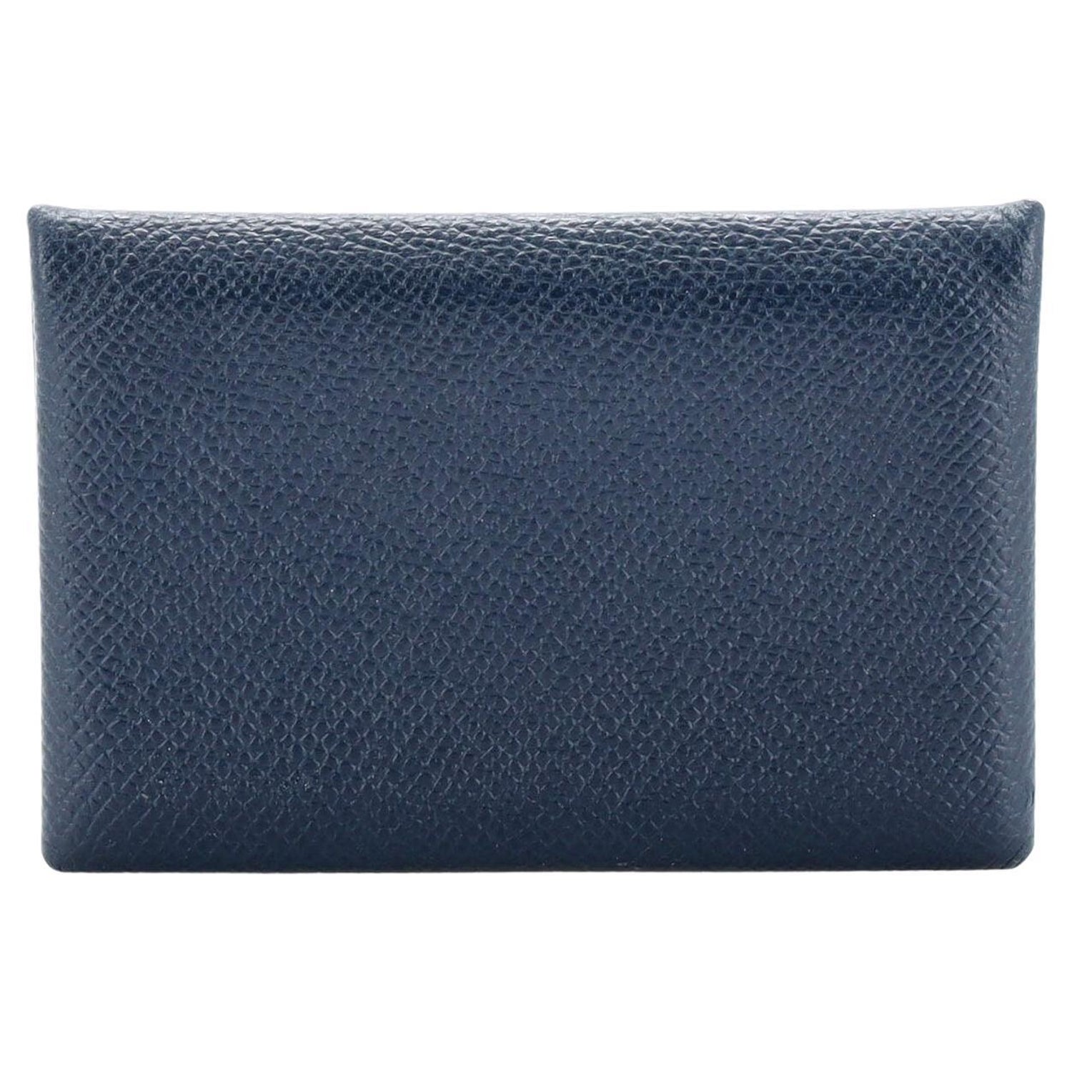 Hermes SLG Calvi Duo Cardholder Wallet, Blue, New in Box WA001