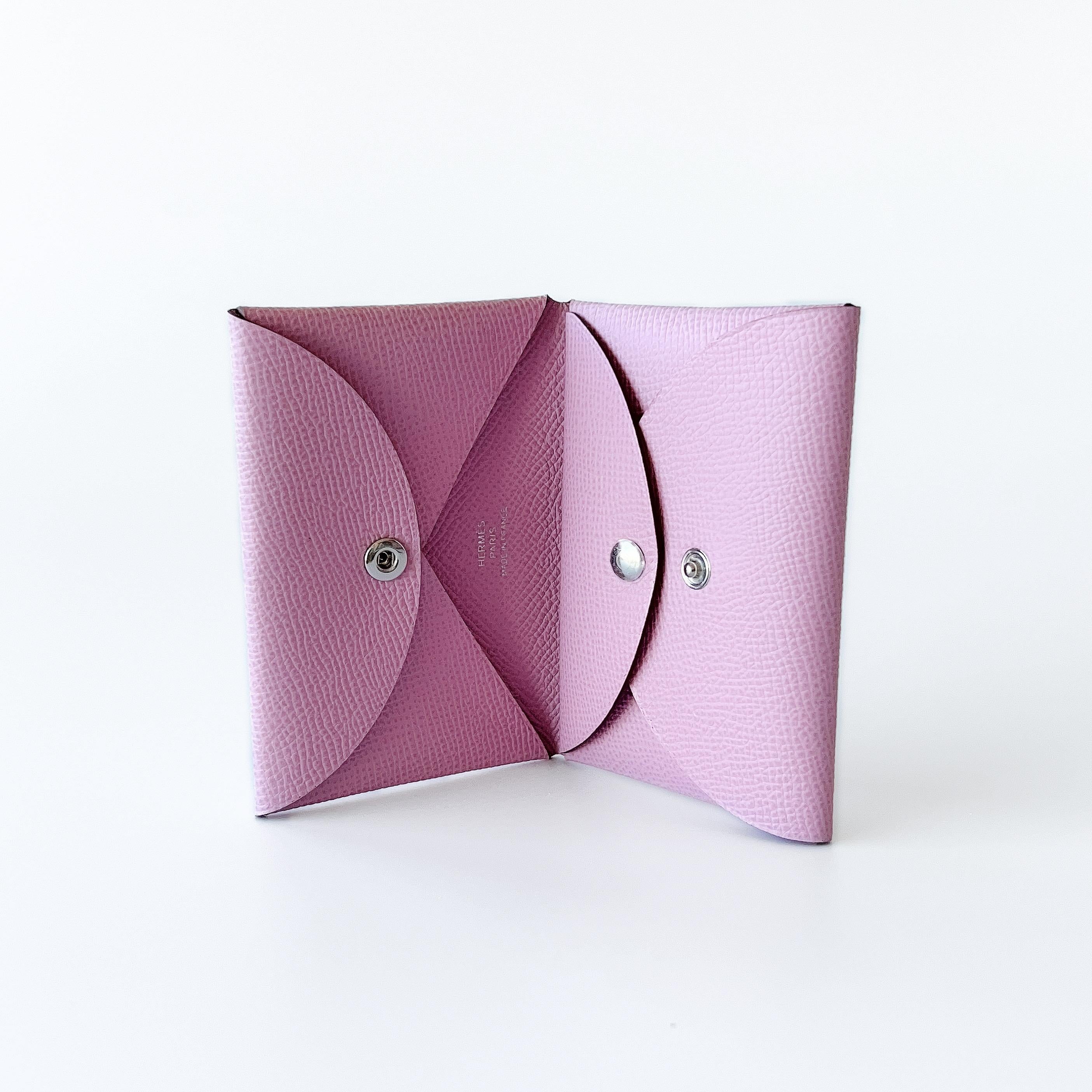 Hermes Calvi Duo Compact Card Holder Limoncello Chevre Mysore Palladiu –  Madison Avenue Couture